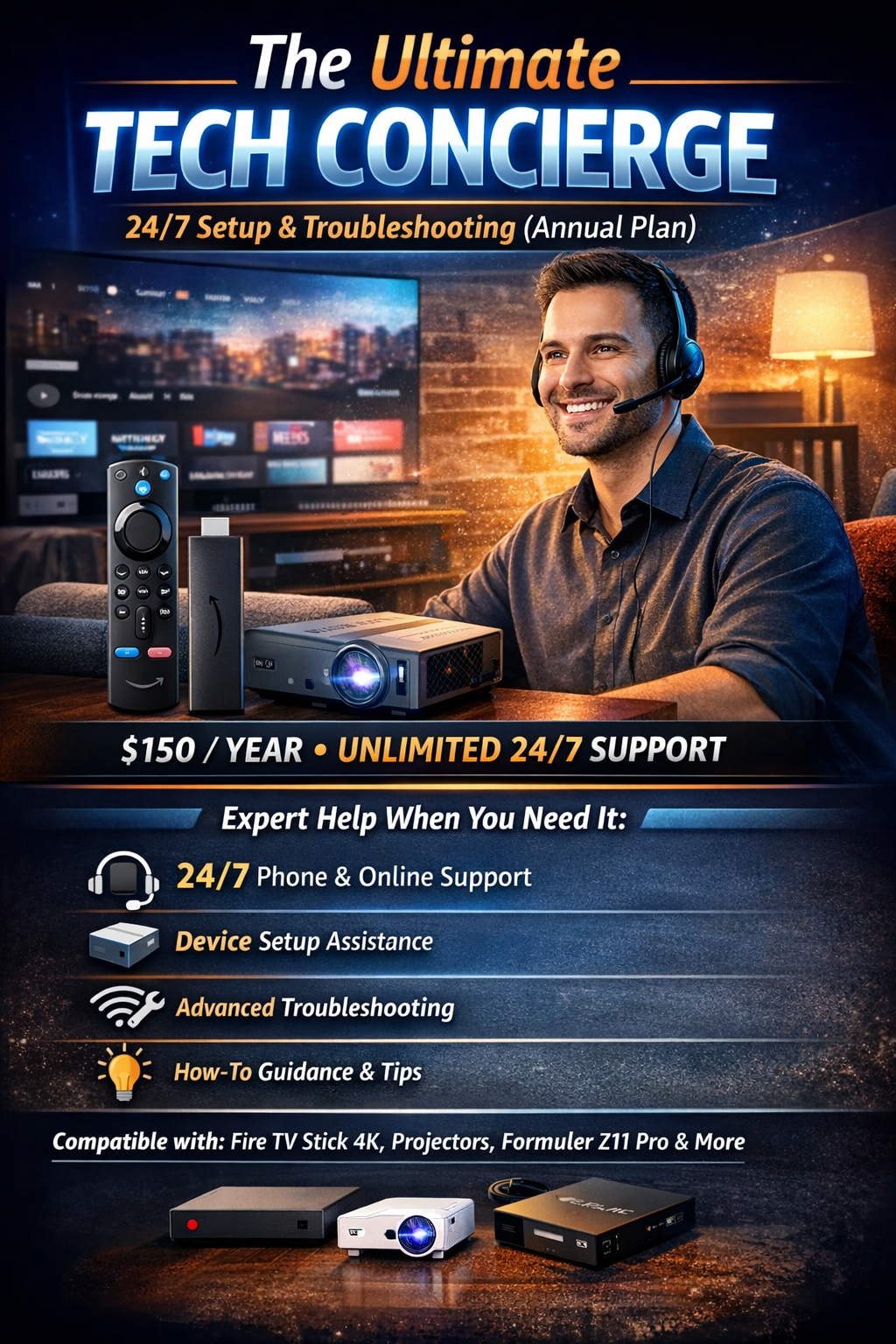 The Ultimate Tech Concierge: 24/7 Setup & Troubleshooting (Annual Plan)