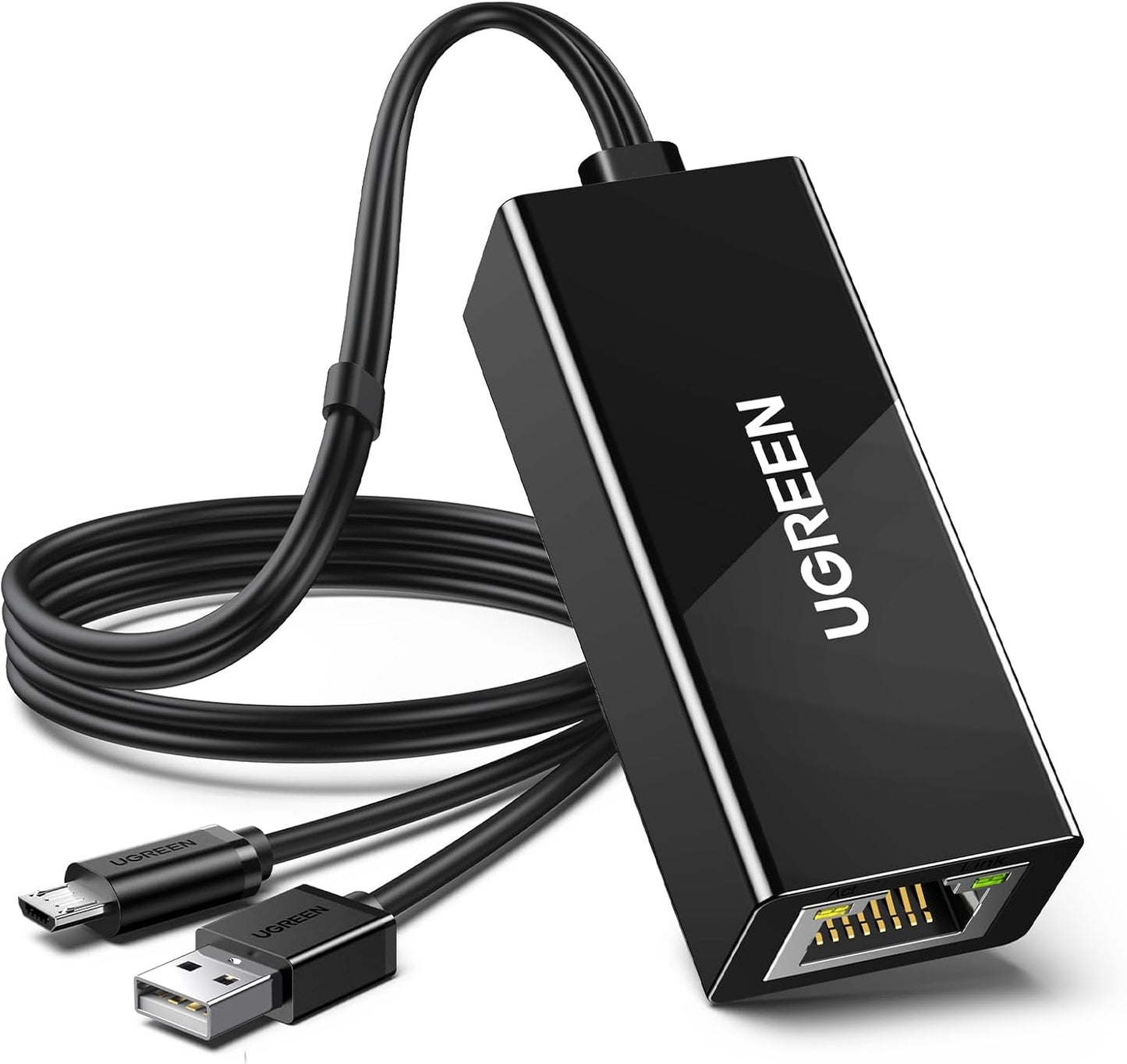 UGREEN Ethernet Adapter Compatible with Fire TV Stick 4K Max Lite Chromecast Google Home Mini Micro USB to RJ45 Converter Network Adaptor with 1M Power Supply Cable