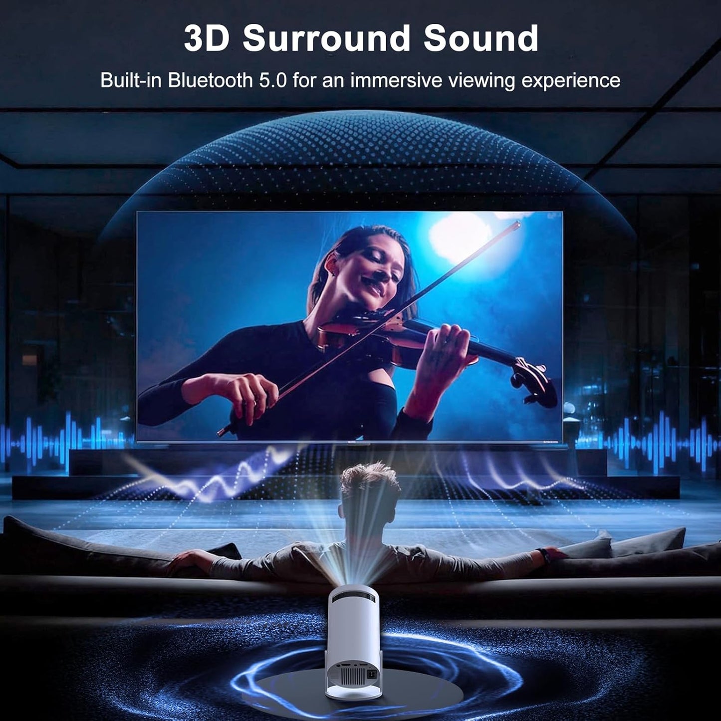 Mini Projector [Built-in App & 2026 Upgraded &1080P] Support Auto Keystone, Portable Projector with WiFi and Bluetooth, 180 Adjustable Fit for Home Theater/Outdoor/TV Stick/iPhone