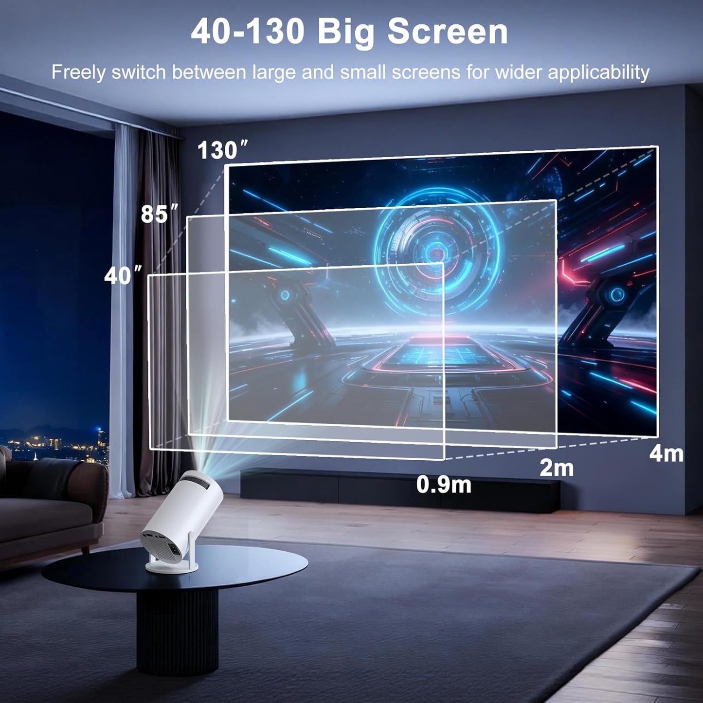 Mini Projector [Built-in App & 2026 Upgraded &1080P] Support Auto Keystone, Portable Projector with WiFi and Bluetooth, 180 Adjustable Fit for Home Theater/Outdoor/TV Stick/iPhone